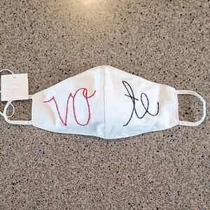 NWT Ahida Correale Anthropologie Vote Ear Loop White Mask